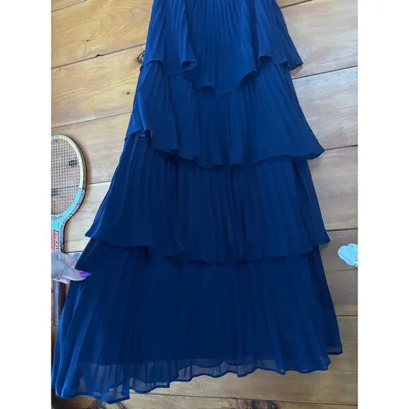 NWT Lulus Seriously Sensational Navy Blue Strapless Tiered Maxi Dress Gala Sz M - Picture 5 of 7